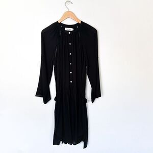 Anthropologie Magali Pascal Women’s Black Peasant Long Wide Sleeve Mini Dress